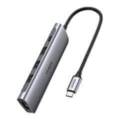 Ugreen CM136 USB-C HUB adaptér 3x USB / HDMI 4K / USB-C PD 100W, šedý