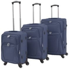 shumee 3dílná souprava měkkých kufrů na kolečkách, tmavě modrá