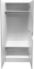 Leomark Bílá dvoudveřová šatní skříň - ROMA -Břízy 237BR