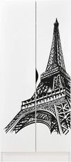 Leomark Bílá dvoudveřová šatní skříň - ROMA - Eiffelova Věž 237E