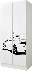 Leomark Bílá dvoudveřová šatní skříň - ROMA - Sportovní auto 237R