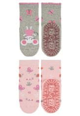 Sterntaler ponožky ABS protiskluzové chodidlo AIR, 2 páry, myška, šedá, růžová 8032230, 18