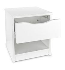 Leomark Bílý moderní skříňový noční stolek se zásuvkou 028