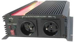 Carspa Měnič napětí 24V/230V+USB 1600W, CAR1.6KU, modifikovaná sin.
