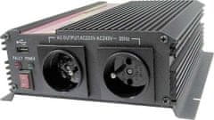Carspa Měnič napětí 12V/230V+USB 1000W, CAR 1KU modifikovaná sinusovka