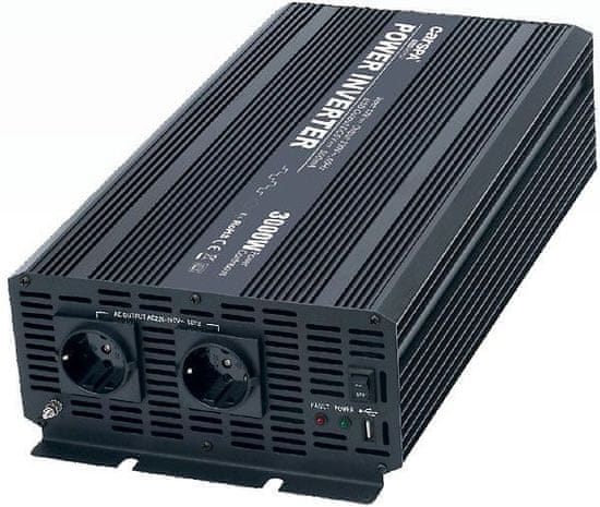 Carspa Měnič napětí 24V/230V+USB 3000W, CAR3K, modifikovaná sinusovka