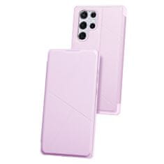 Dux Ducis Skin X knížkové kožené pouzdro na Samsung Galaxy S22 Ultra, růžové