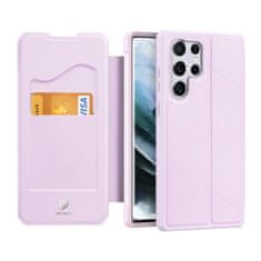 Dux Ducis Skin X knížkové kožené pouzdro na Samsung Galaxy S22 Ultra, růžové