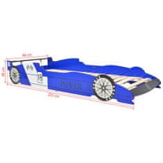 shumee Dětská postel ve tvaru závodního auta 90x200 cm modrá