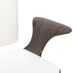 shumee Otočná kancelářská židle bílá umělá kůže ohýbané dřevo