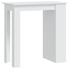 Greatstore Barový stůl s úložným regálem bílý 102x50x103,5 cm dřevotříska