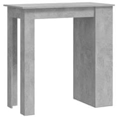 Greatstore Barový stůl s úložným regálem betonově šedý 102 x 50 x 103,5 cm
