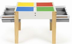 EcoToys Dětský dřevěný stůl s hrací deskou a dvěma židličkami 