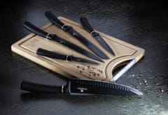 Berlingerhaus Sada nožů s nepřilnavým povrchem + prkénko 6 ks Black Silver Collection