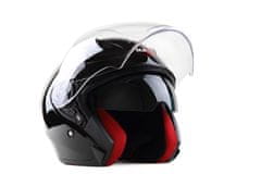 MAXX OF 878 Skútrová helma otevřená s plexi a sluneční clonou - černá lakovaná, S