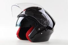 MAXX OF 878 Skútrová helma otevřená s plexi a sluneční clonou - černá lakovaná, S