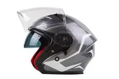 MAXX OF 878 Skútrová helma otevřená s plexi a sluneční clonou - stříbrnobílá, XS