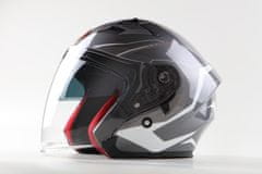 MAXX OF 878 Skútrová helma otevřená s plexi a sluneční clonou - stříbrnobílá, XS