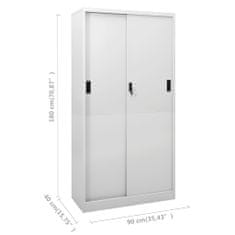 shumee Kancelářská skříň posuvné dveře světle šedá 90x40x180 cm ocel