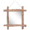 Zrcadlo z polínek přírodní 70 x 70 cm masivní recyklované dřevo