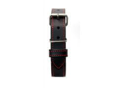 TLW Černý kožený obojek pro psa CLASSIC, červené šití, vel.: M: 40-50cm, šíře 30mm