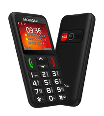 Mobiola MB700 Senior, mobilní telefon pro seniory, SOS tlačítko, 2 SIM, nabíjecí stojánek, černý