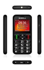 Mobiola MB700 Senior, mobilní telefon pro seniory, SOS tlačítko, 2 SIM, nabíjecí stojánek, černý