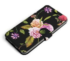 Mobiwear Flip pouzdro na mobil Samsung Galaxy A13 - VD07S Růže a květy na černém pozadí