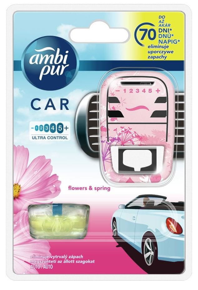 Ambi Pur Car Flowers & Spring Osvěžovač ve startovací sadě 7 ml