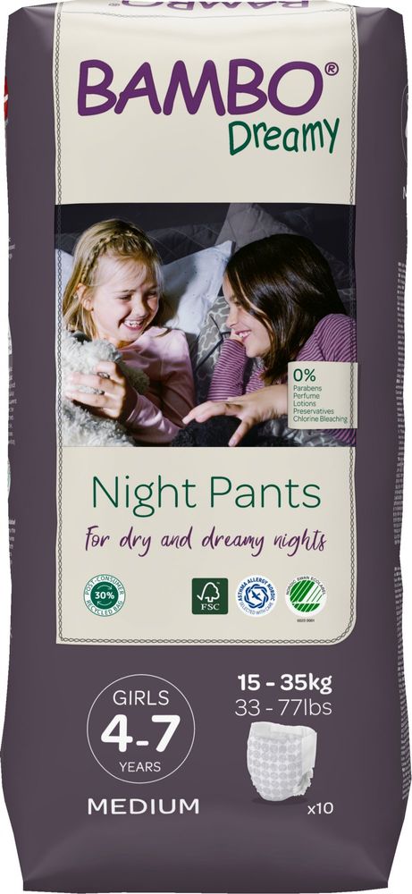 Levně Bambo Nature Night Pants Girl 4-7 years, 10 ks, pro 15-35 kg
