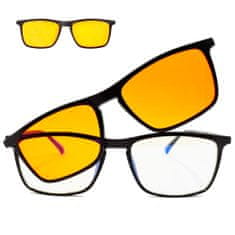 Daklos Brýle na počítač 3 v 1 proti 100% modrému světlu, čirá, žlutá a oranžová skla + zdarma obal a hadřík