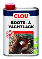 Clou Boots- & Yachtlack, bezbarvý lesklý lak na lodě, vhodný pro interiér i exteriér, také k lakování vysoce zatížených dřevěných ploch na lodích, v domě (koupelna) i v zahradě (lavičky), 250 ml