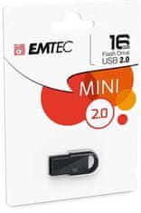 Emtec USB flash disk "D250 Mini", 16GB, USB 2.0, černá