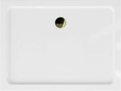 Mexen Flat sprchová vanička obdélníková slim 110 x 70, bílá + zlatý sifon (40107011G)