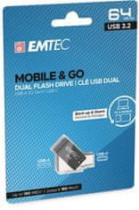 Emtec USB flash disk "T260C Dual", 64 GB, USB 3.2, vstup USB-A / výstup USB-C