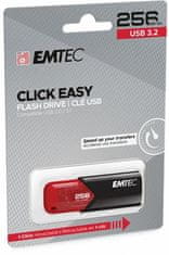 Emtec USB flash disk "B110 Click Easy", 256GB, USB 3.2, černá-červená