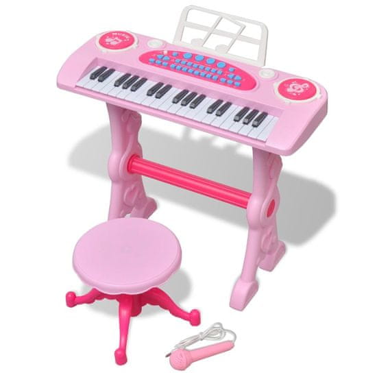 shumee Dětská klávesnice se stolem a mikrofonem, růžová