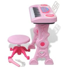 Vidaxl Dětské klávesy se stoličkou a mikrofonem, 37 kláves, růžová barva