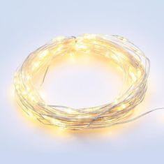 ACA ACA Lighting 50 LED dekorační řetěz, WW, stříbrný měďený kabel na baterie 3XAA IP20 5m plus 10cm, 3W X0150111