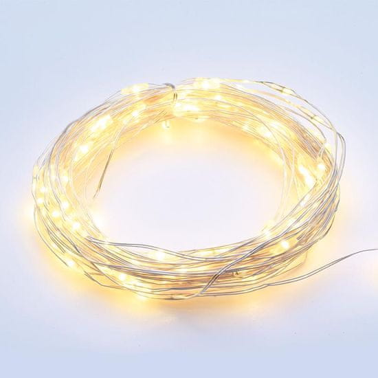 ACA ACA Lighting 20 LED dekorační řetěz WW stříbrný měďený kabel na baterie 2xCR2032 IP44 2m plus 10cm 1.2W X0120116