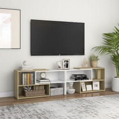 Greatstore TV skříňka bílá a dub sonoma 149 x 30 x 52 cm dřevotříska