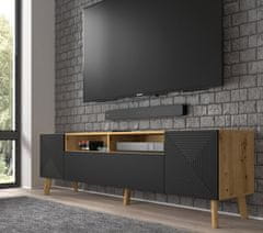 Homlando TV stolek LUXI 195 cm řemeslný dub / černá mat