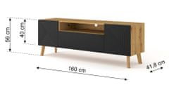 Homlando TV stolek LUXI 160 cm řemeslný dub / černá mat