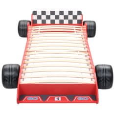 shumee Dětská postel ve tvaru závodního auta 90 x 200 cm červená