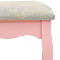 Greatstore Toaletní stolek se stoličkou růžový 80 x 69 x 141 cm pavlovnia