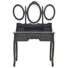 Vidaxl Toaletní stolek se stoličkou a 3dílné skládací zrcadlo šedý