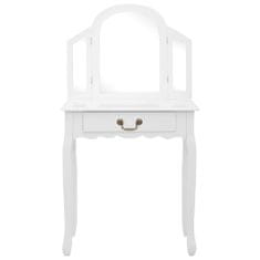 Greatstore Toaletní stolek se stoličkou bílý 65x36x128 cm pavlovnia MDF