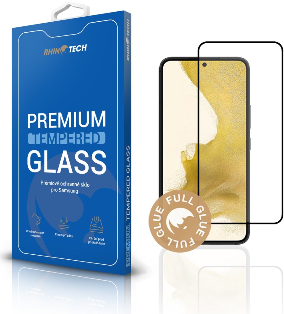 RhinoTech Tvrzené ochranné 2.5D sklo pro Samsung Galaxy S22 5G (Full Glue) RT234 - rozbaleno