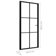 Greatstore Interiérové dveře ESG sklo a hliník 102,5 x 201,5 cm černé