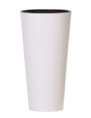 Prosperplast Květináč Tubus Slimmer bílý lesklý, varianta + vklad 30 cm